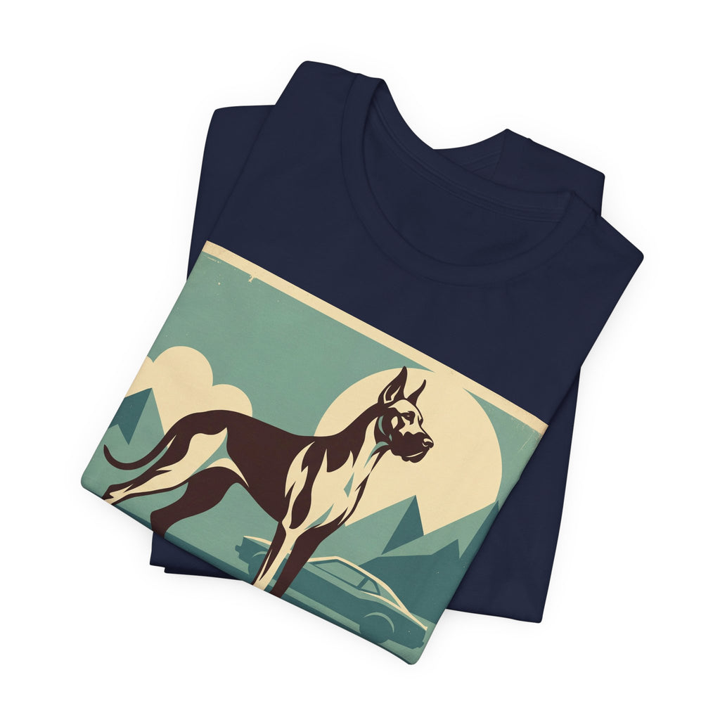 Great Dane Vintage Retro Art T-Shirt | Teal Mountain Silhouette
