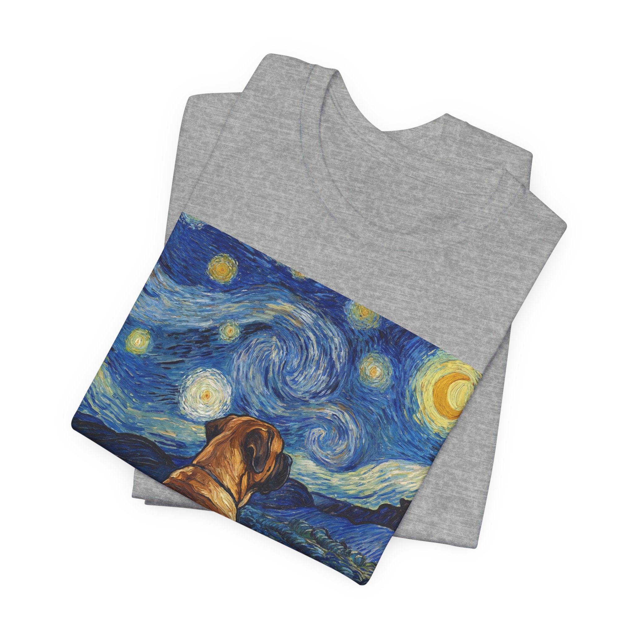 Van Gogh Style Mastiff T-Shirt — Starry Night Gaze Art Print