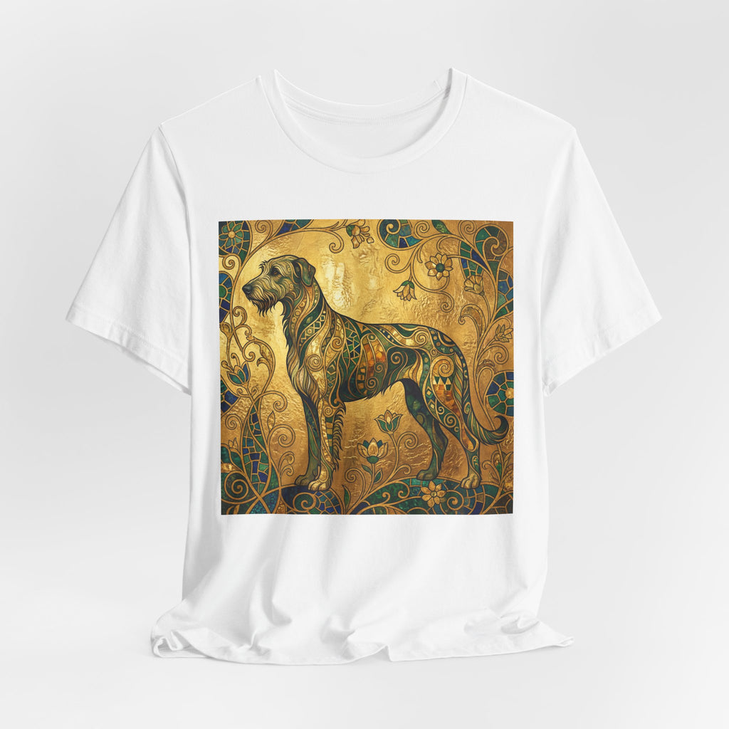 Klimt Style Irish Wolfhound T-Shirt — Gold Mosaic Ornamental Art Print