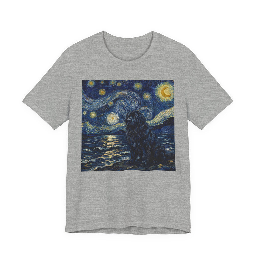 Van Gogh Style Newfoundland T-Shirt — Moonlit Seascape Art Print