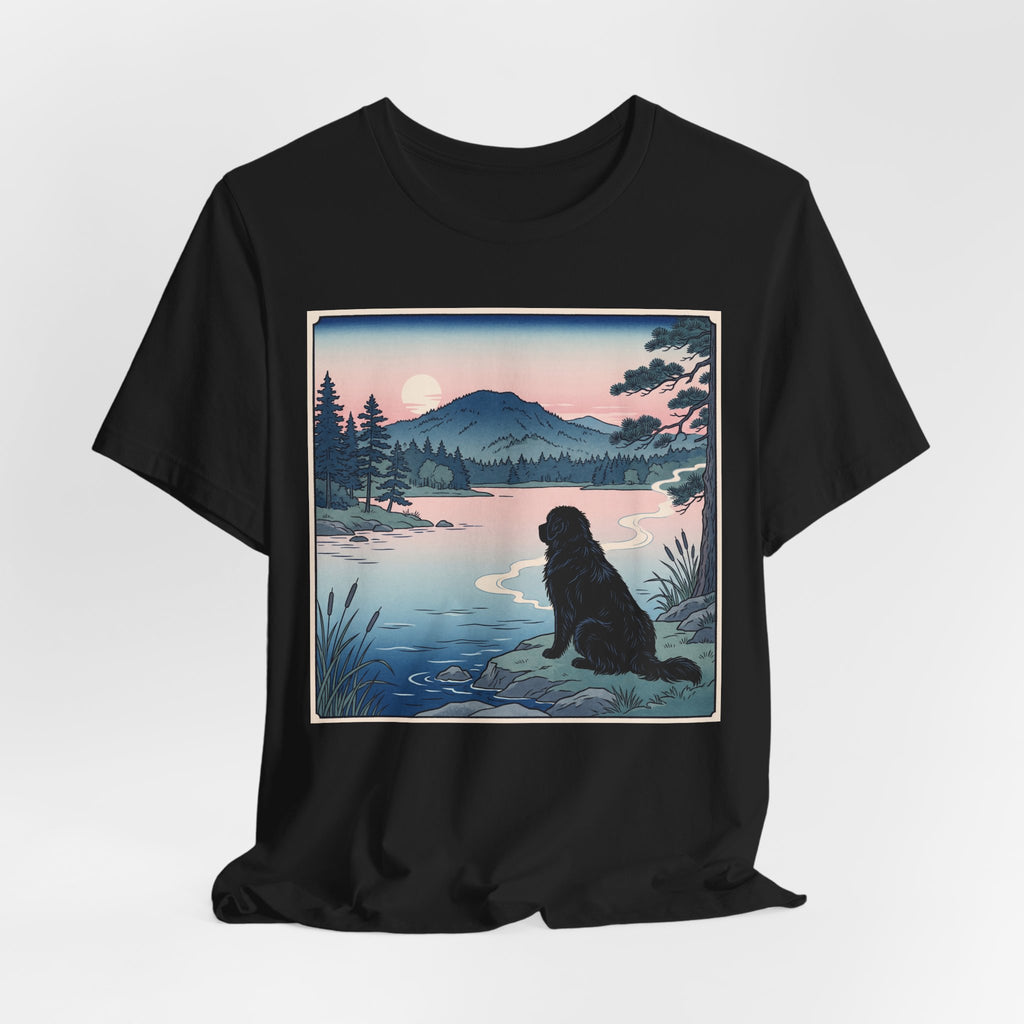 Hiroshige Style Newfoundland T-Shirt — Lakeside Dusk Art Print