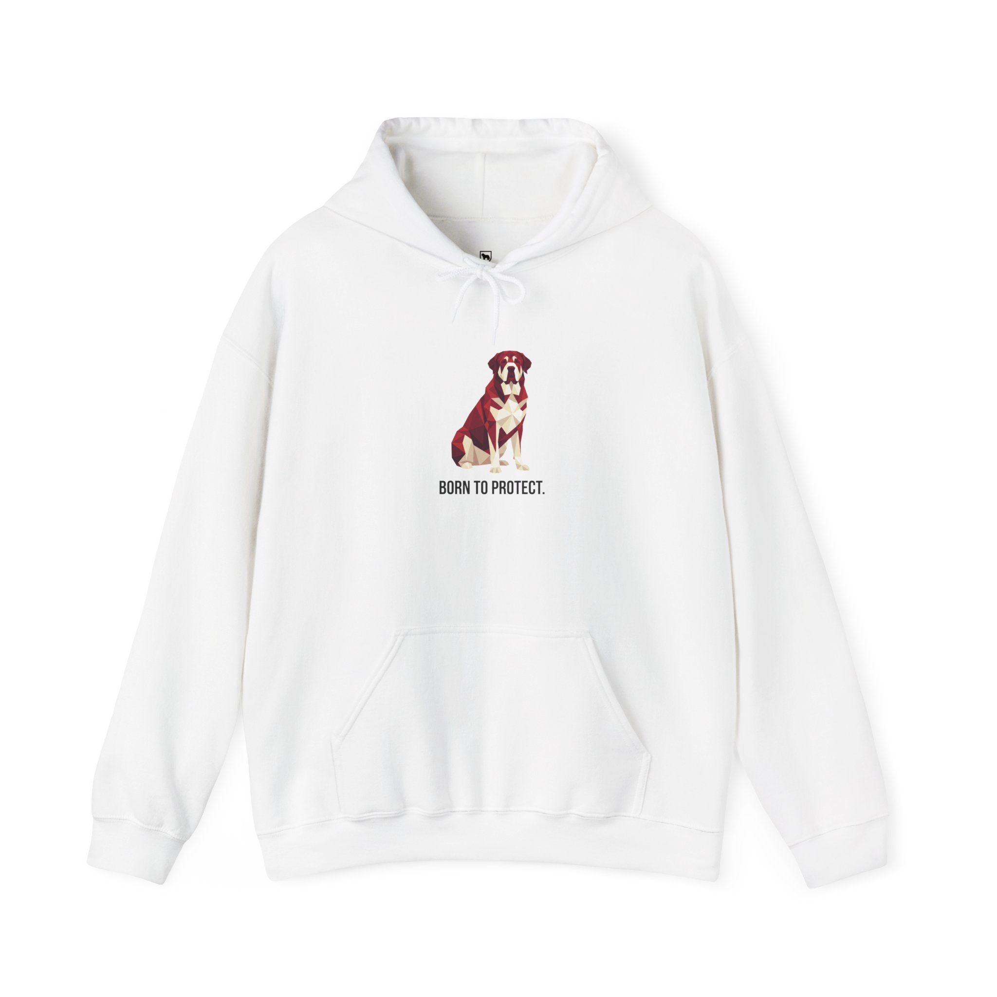 Saint Bernard Low Poly Hoodie — Deep Crimson Geometric Art Print