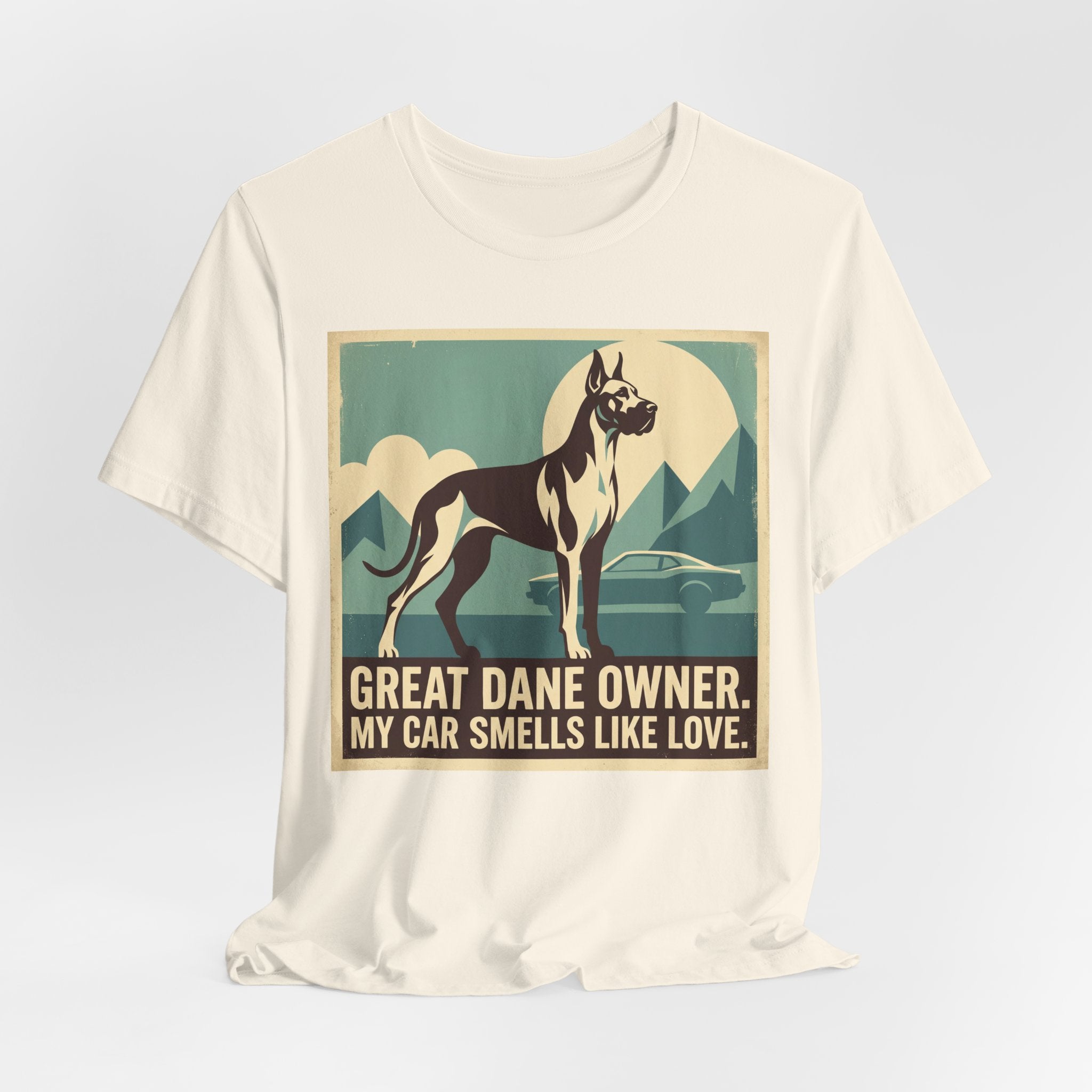 Great Dane Vintage Retro Art T-Shirt | Teal Mountain Silhouette