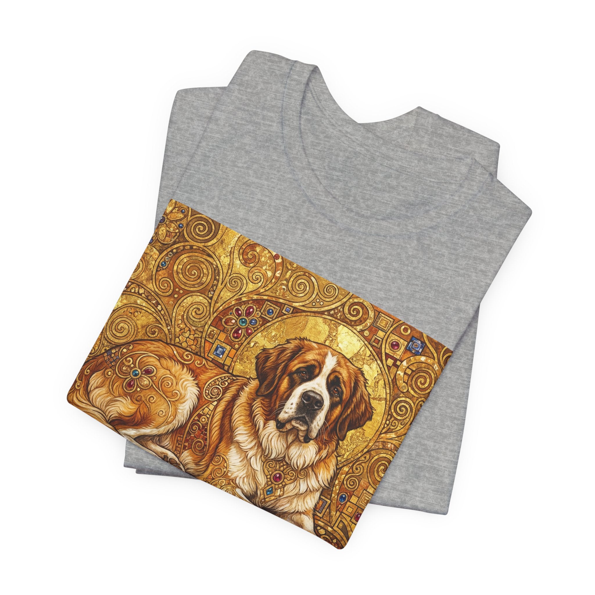 Klimt Style Saint Bernard T-Shirt — Gold Mosaic Art Print