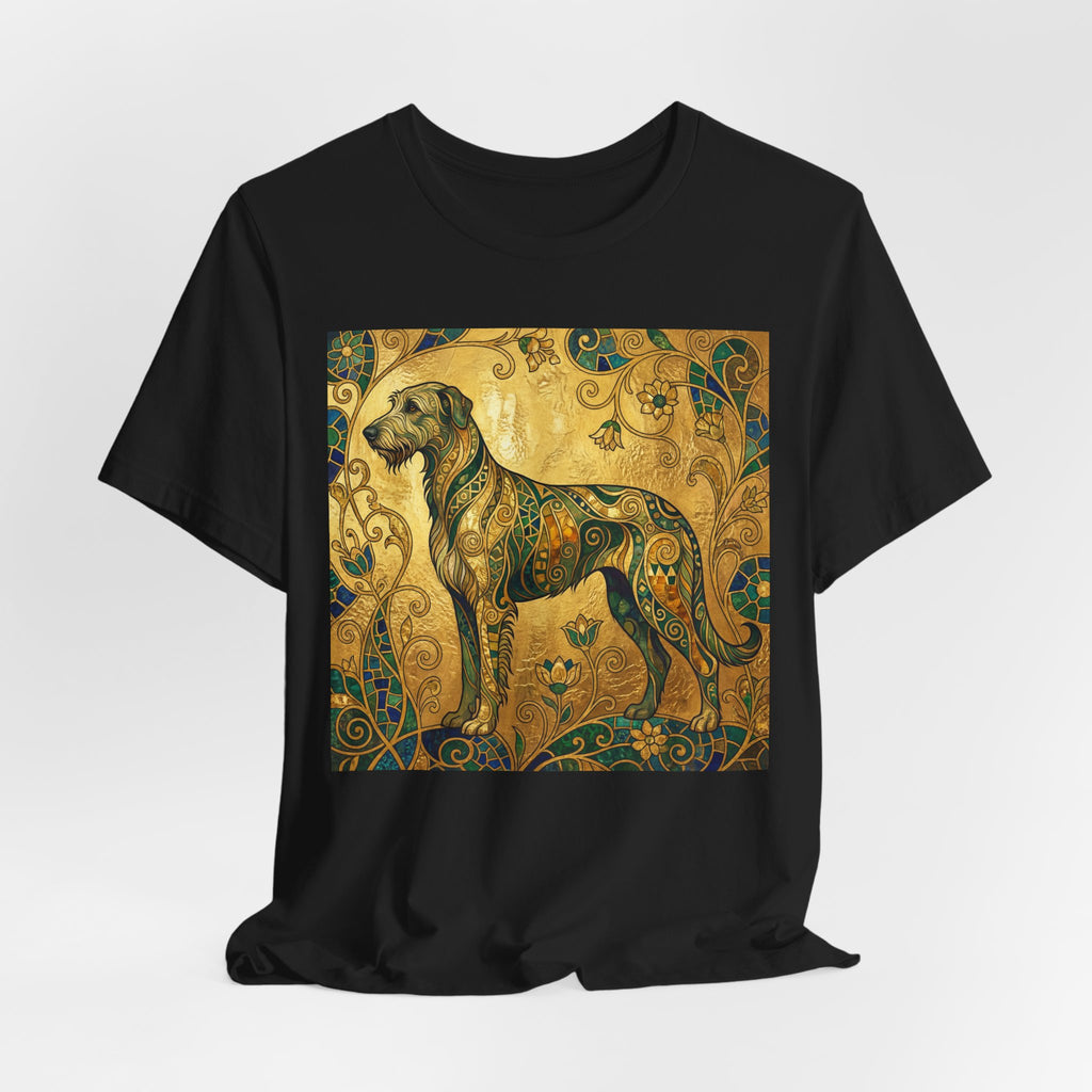 Klimt Style Irish Wolfhound T-Shirt — Gold Mosaic Ornamental Art Print