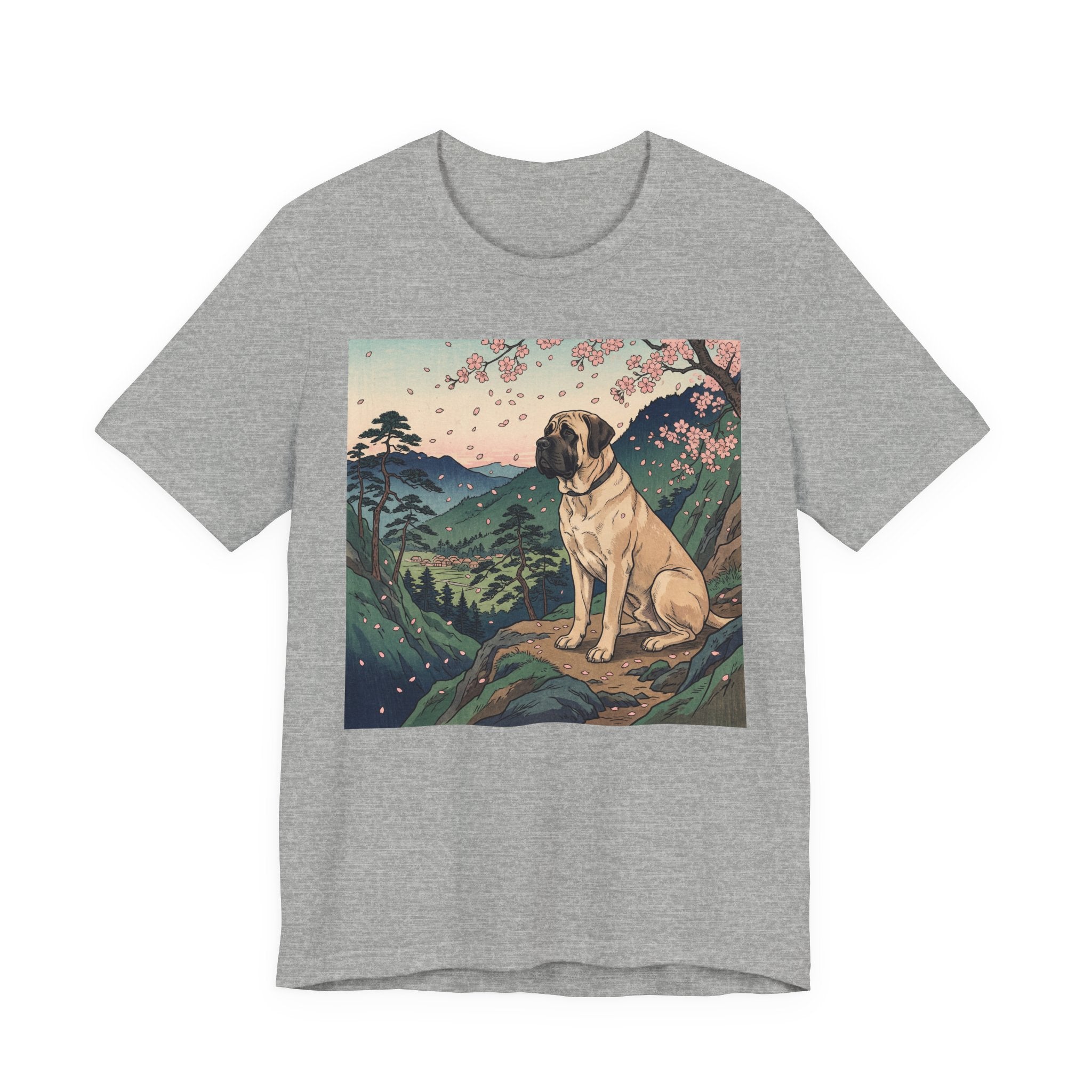 Ukiyo-e Mastiff T-Shirt — Cherry Blossom Overlook Art Print
