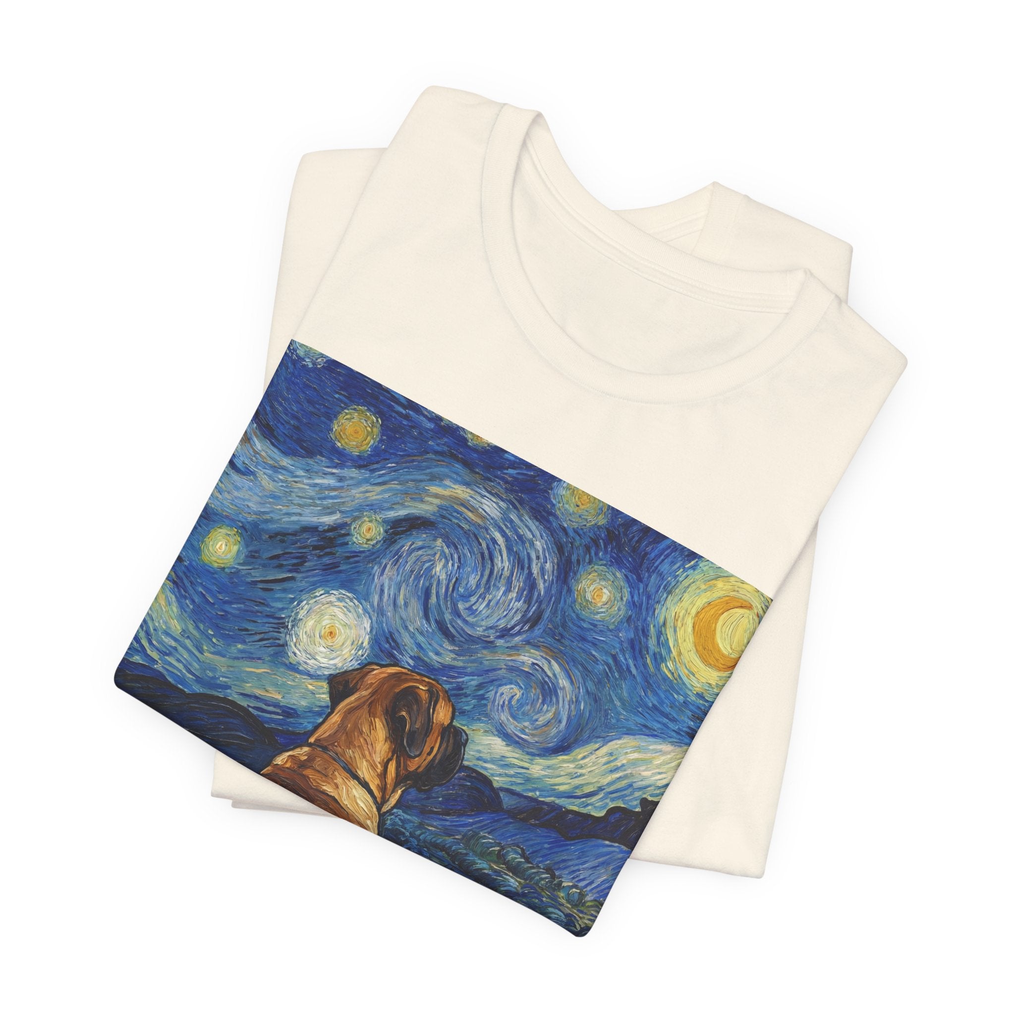 Van Gogh Style Mastiff T-Shirt — Starry Night Gaze Art Print