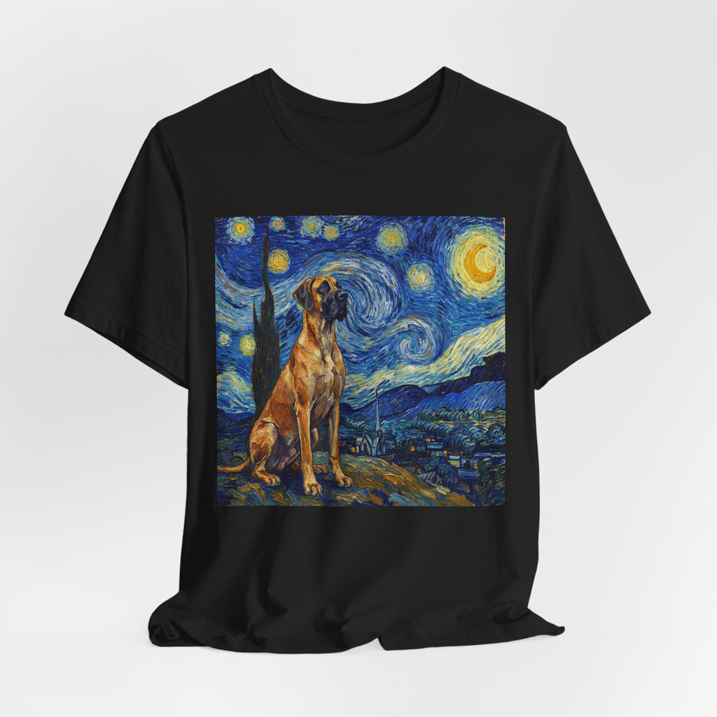 Van Gogh Style Great Dane T-Shirt — Starry Night Inspired Art Print