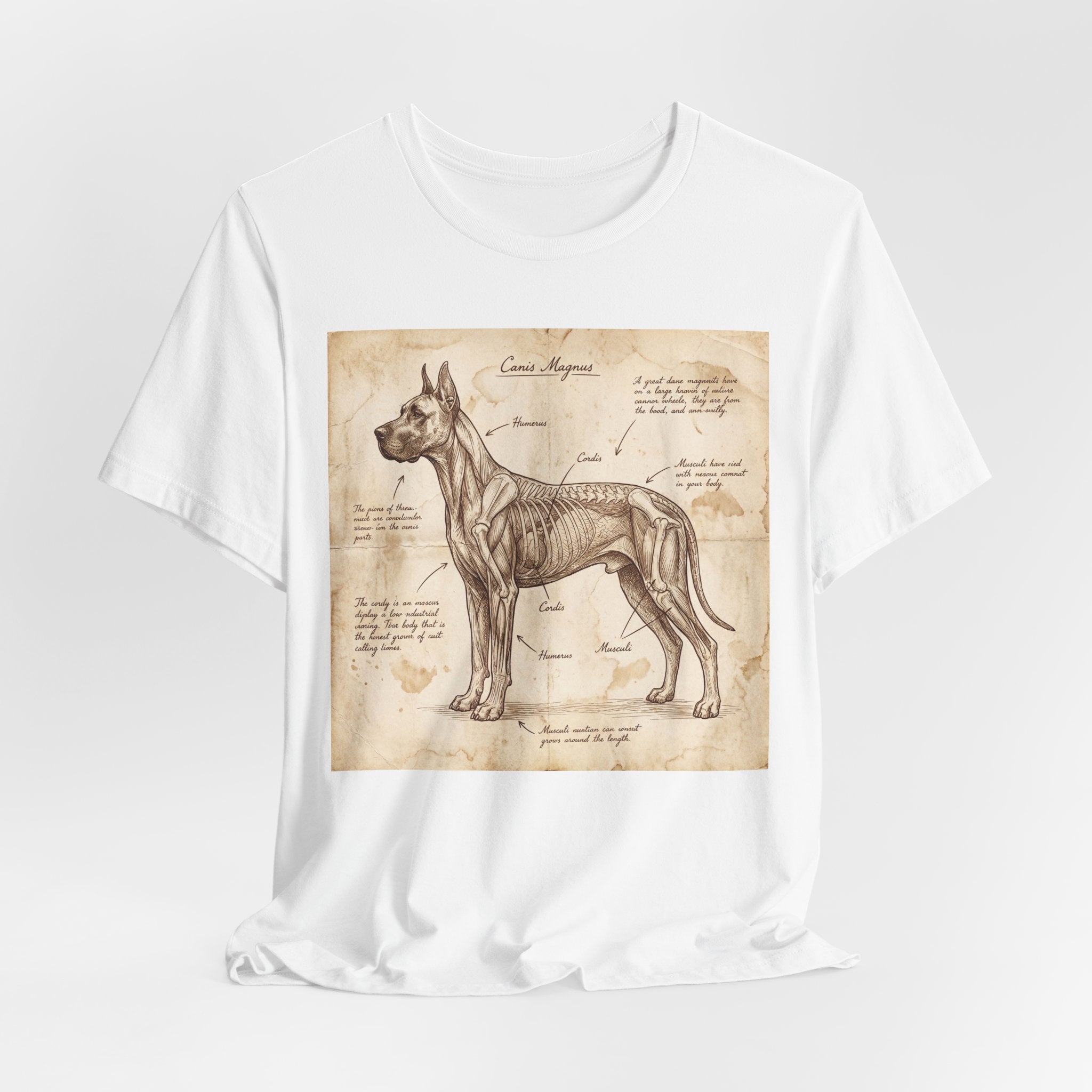 Da Vinci Style Great Dane T-Shirt — Anatomical Parchment Art Print