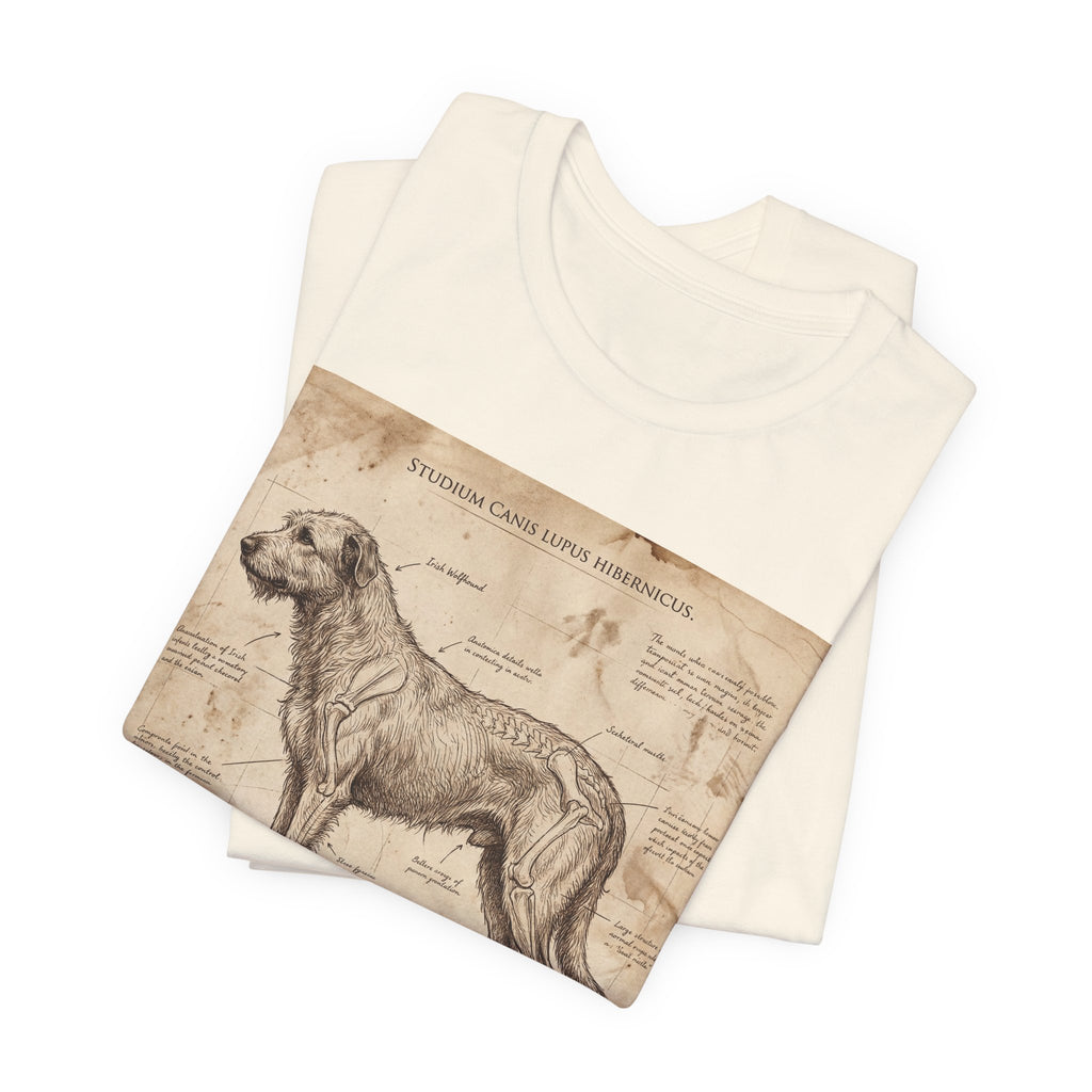 Da Vinci Study Irish Wolfhound T-Shirt — Aged Parchment Art Print