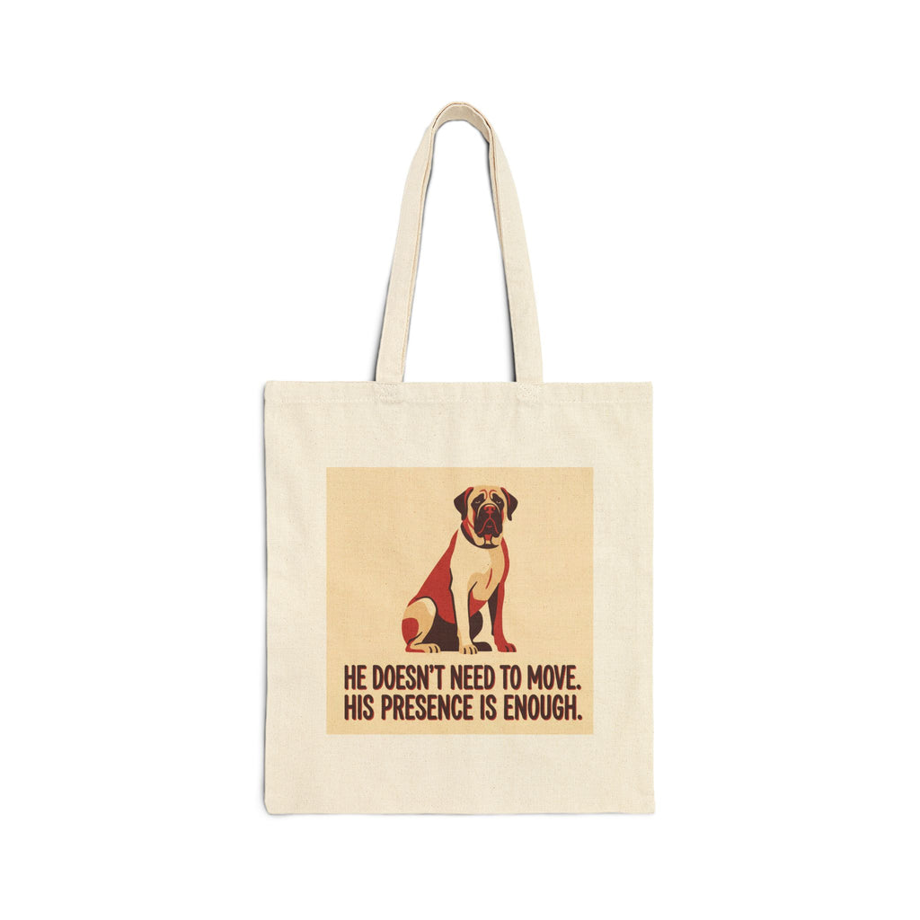 Mastiff Tote Bag – He Doesn't Need To Move Vintage Print – side view
