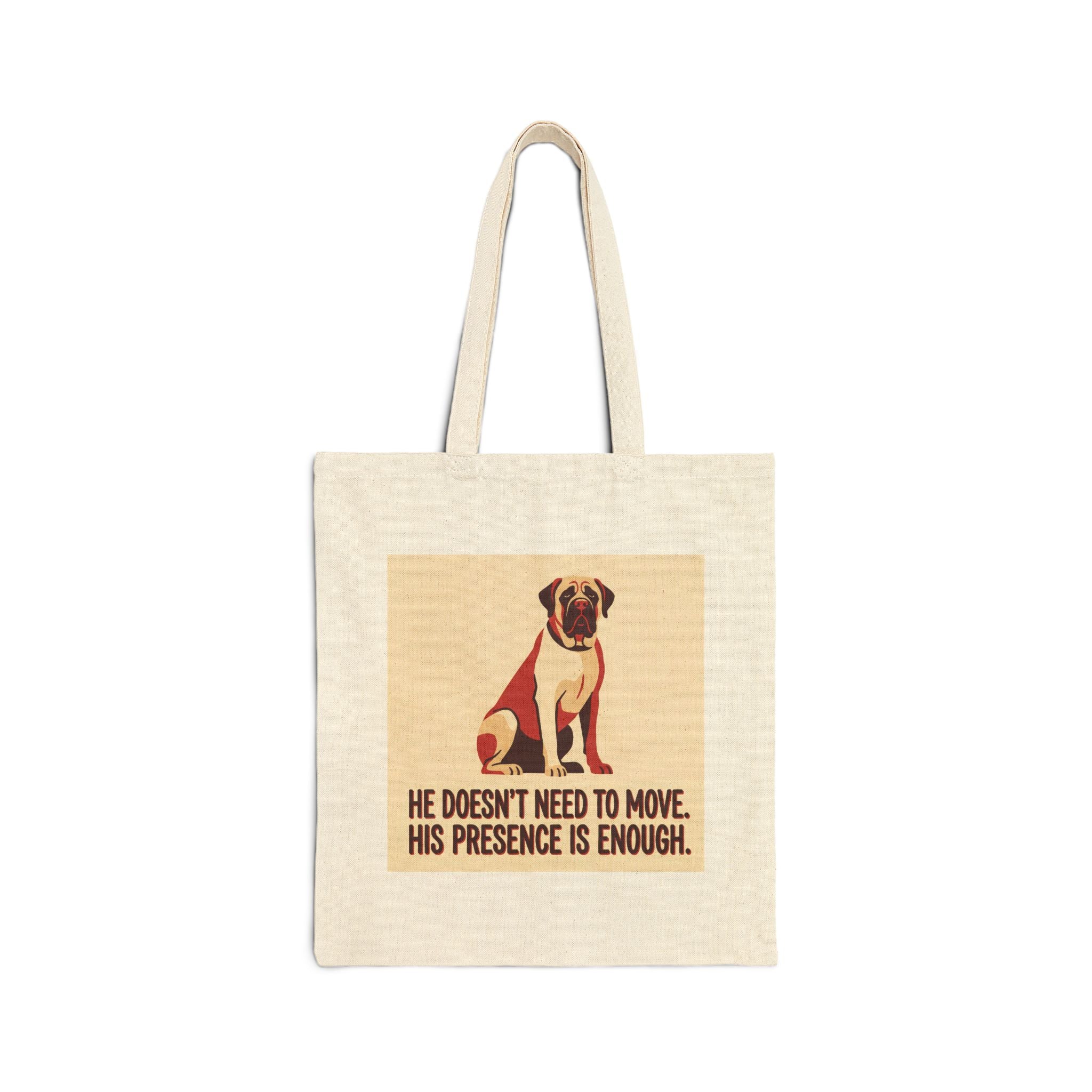 Mastiff Tote Bag – He Doesn't Need To Move Vintage Print – side view