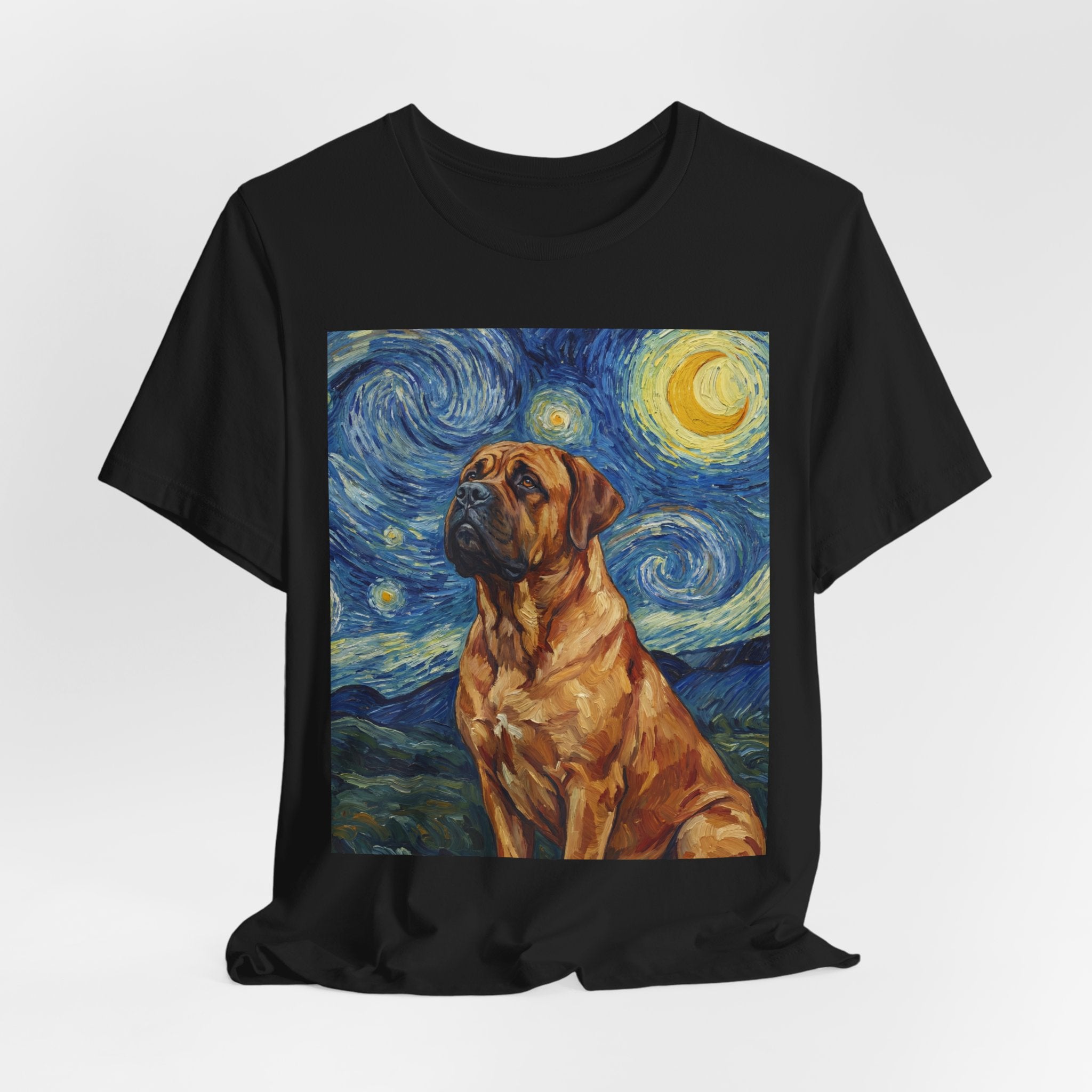 Van Gogh Style Mastiff T-Shirt — Starry Night Swirl Art Print