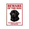 Beware of Newfoundland Sign – Bold Red Portrait Outdoor Vinyl Decal – side view