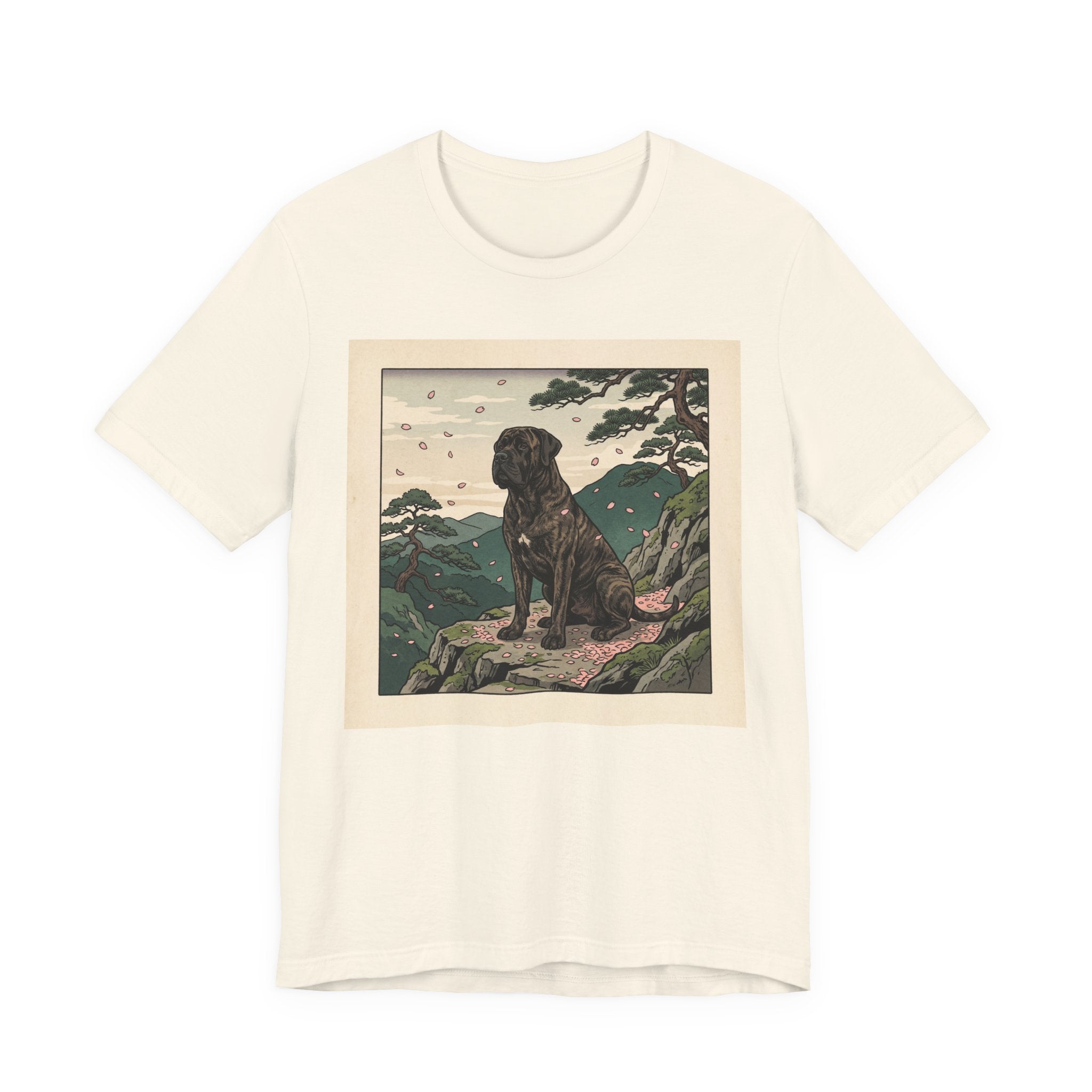 Hiroshige Style Cane Corso T-Shirt — Cherry Blossom Mountain Art Print