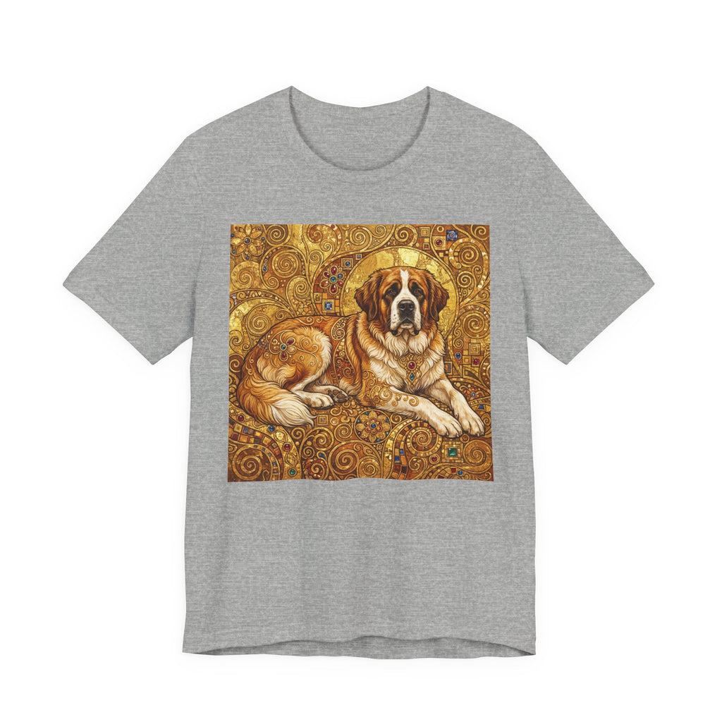Klimt Style Saint Bernard T-Shirt — Gold Mosaic Art Print