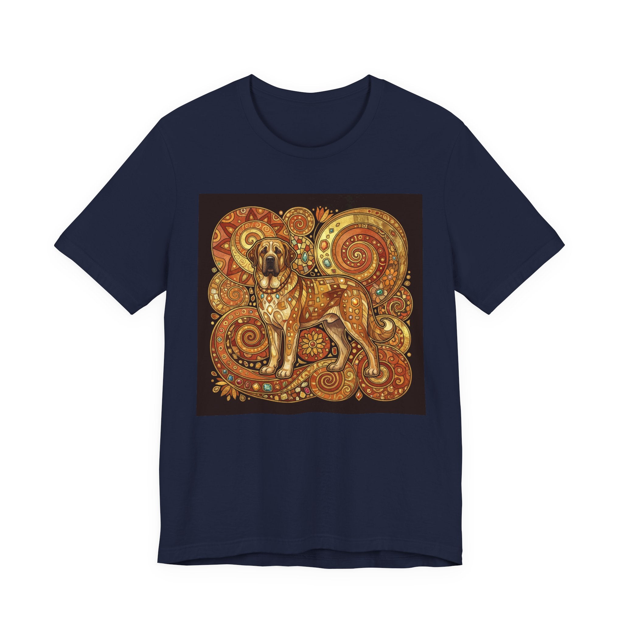 Klimt Style Spanish Mastiff T-Shirt — Gold Spiral Mosaic Art Print