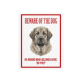 Beware of Spanish Mastiff Metal Sign – Cream Portrait Aluminum Wall Sign – side view