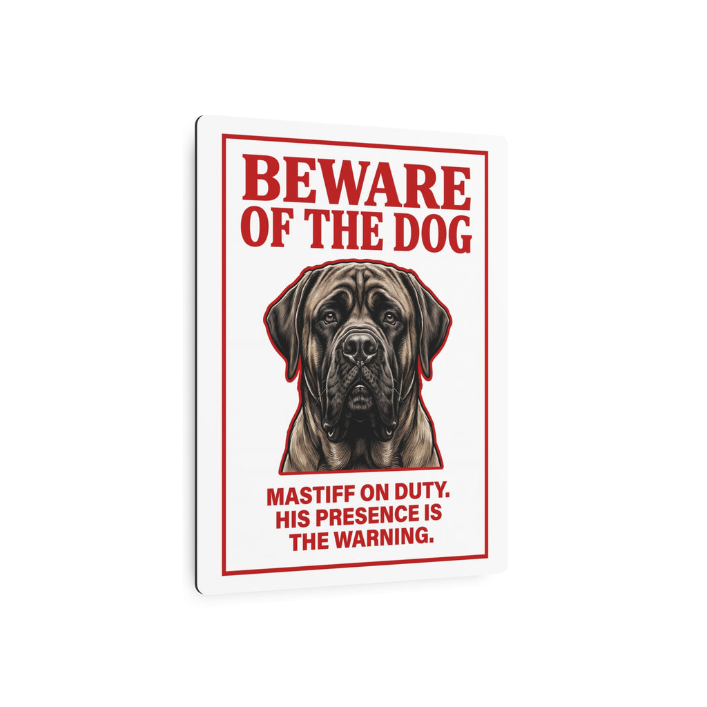 Beware of Mastiff Metal Sign – Fawn Portrait Aluminum Wall Sign – lifestyle view