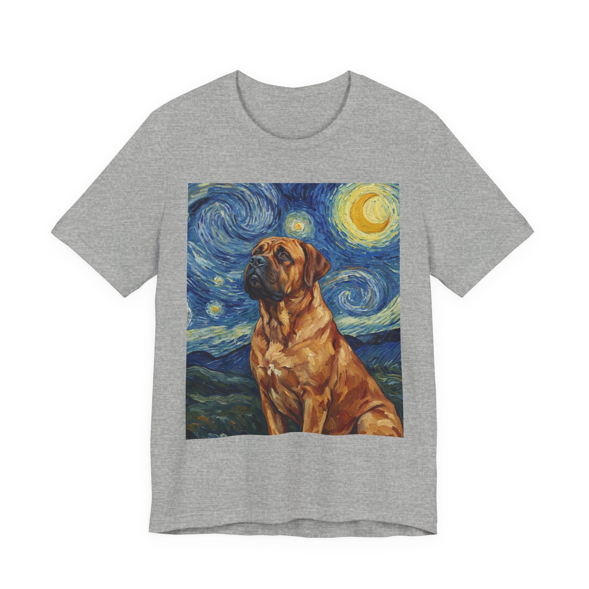 Van Gogh Style Mastiff T-Shirt — Starry Night Swirl Art Print