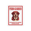 Beware of Spanish Mastiff Metal Sign – Red Portrait Aluminum Wall Sign – side view