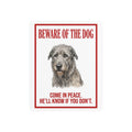 Beware of Irish Wolfhound Metal Sign – Grey Wire-Coat Aluminum Wall Sign – side view