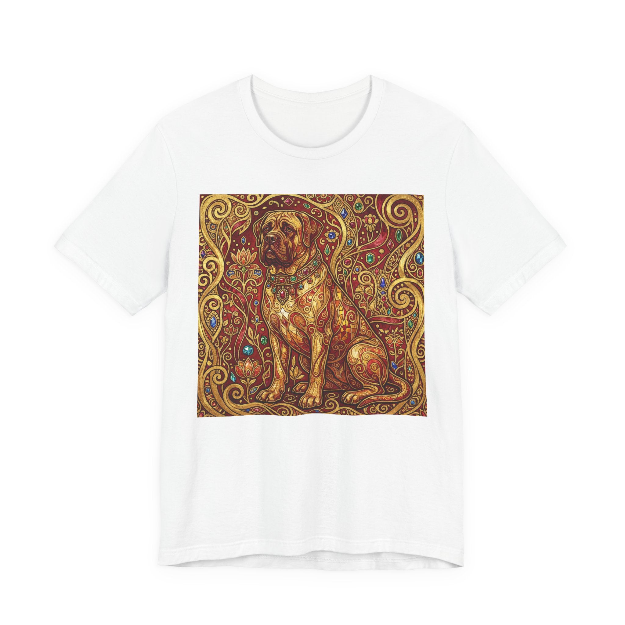 Klimt Style Mastiff T-Shirt — Gold Jeweled Ornamental Art Print