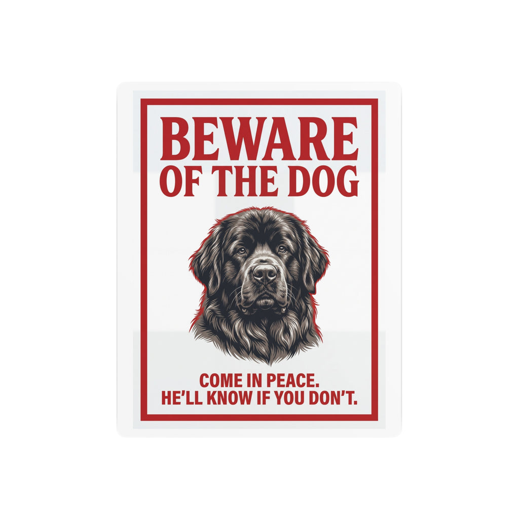 Beware of Newfoundland Metal Sign – Black Portrait Aluminum Wall Sign