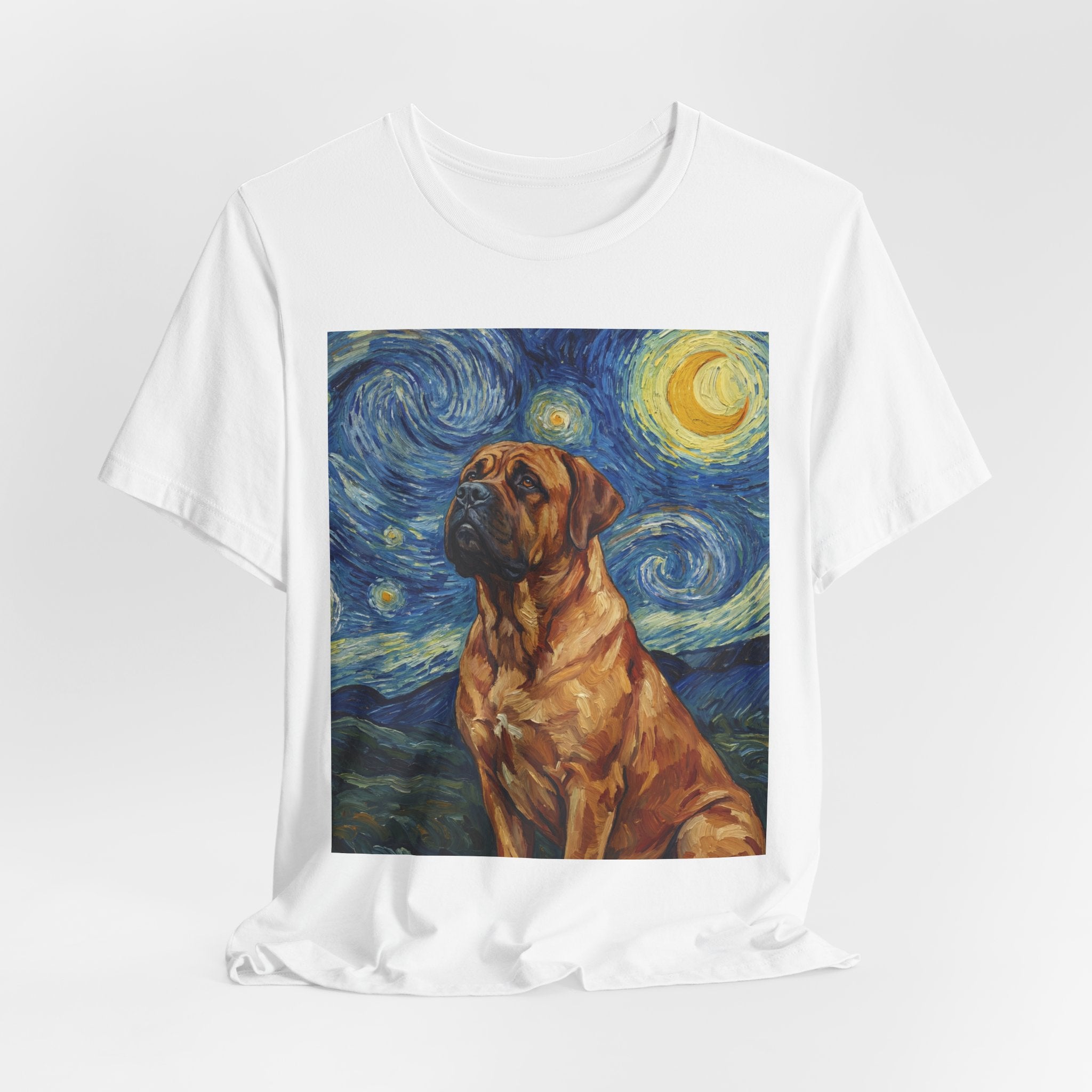 Van Gogh Style Mastiff T-Shirt — Starry Night Swirl Art Print