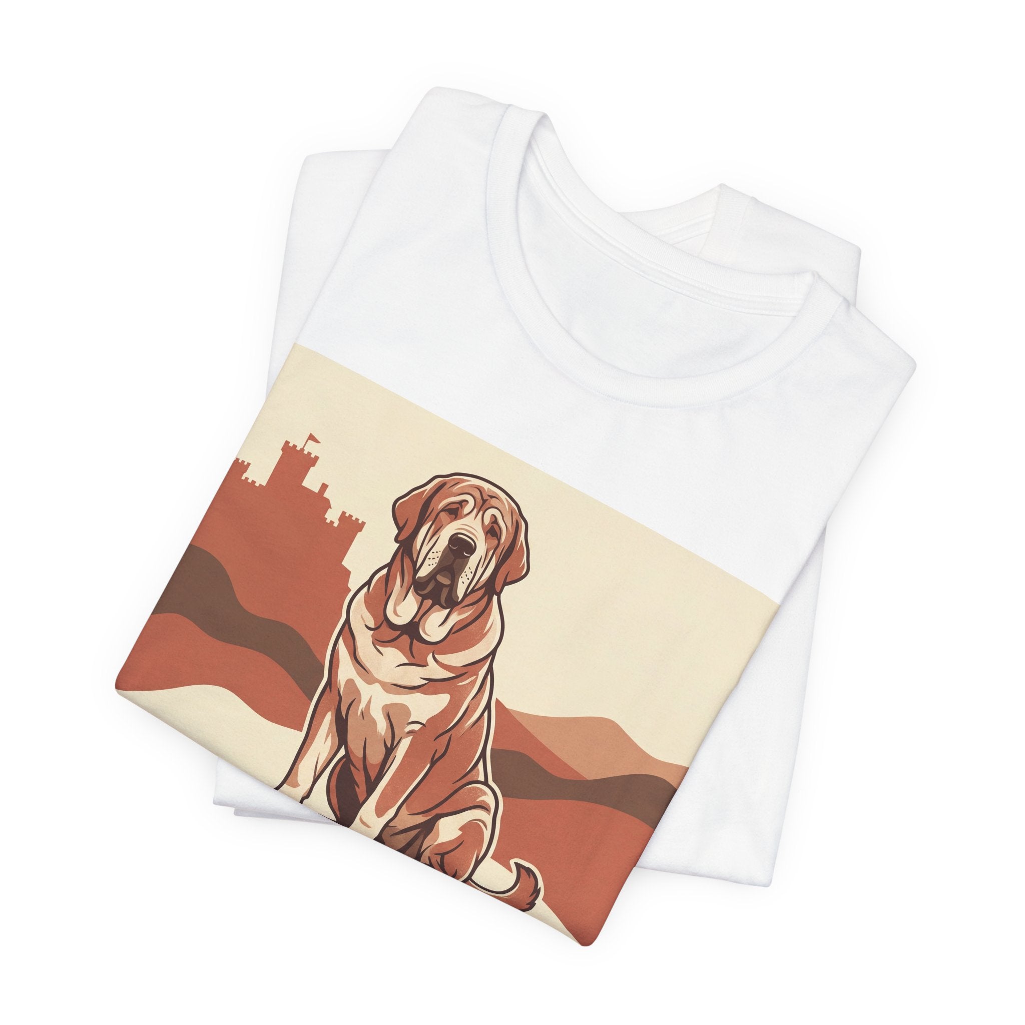 Spanish Mastiff Vintage Retro Art T-Shirt | Warm Castle Silhouette