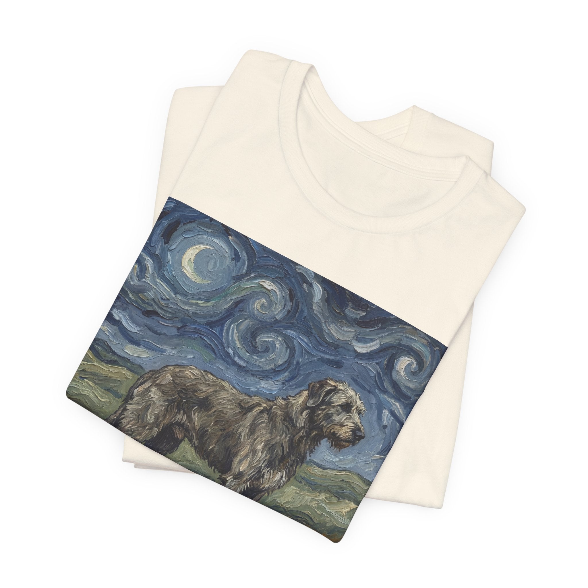 Van Gogh Style Irish Wolfhound T-Shirt — Swirling Moonlit Sky Art Print