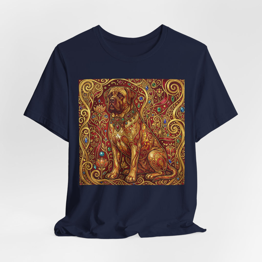 Klimt Style Mastiff T-Shirt — Gold Jeweled Ornamental Art Print