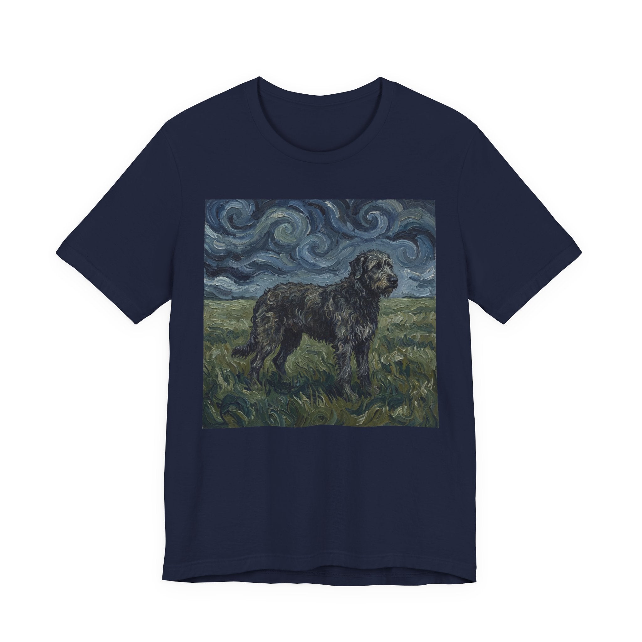Van Gogh Style Irish Wolfhound T-Shirt — Swirling Storm Field Art Print