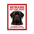 Beware of Mastiff Sign – Dark Brindle Portrait Outdoor Vinyl Decal – side view