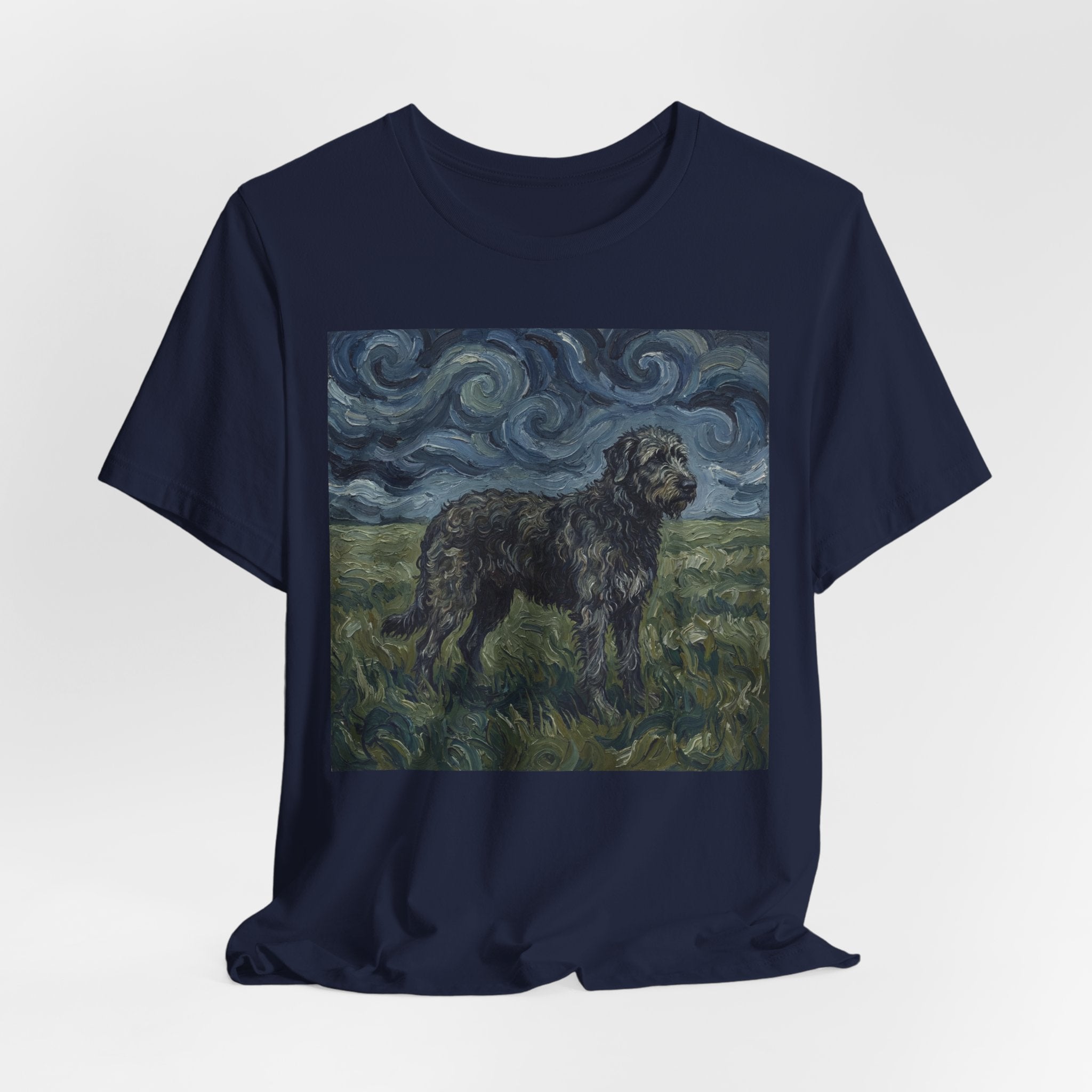 Van Gogh Style Irish Wolfhound T-Shirt — Swirling Storm Field Art Print