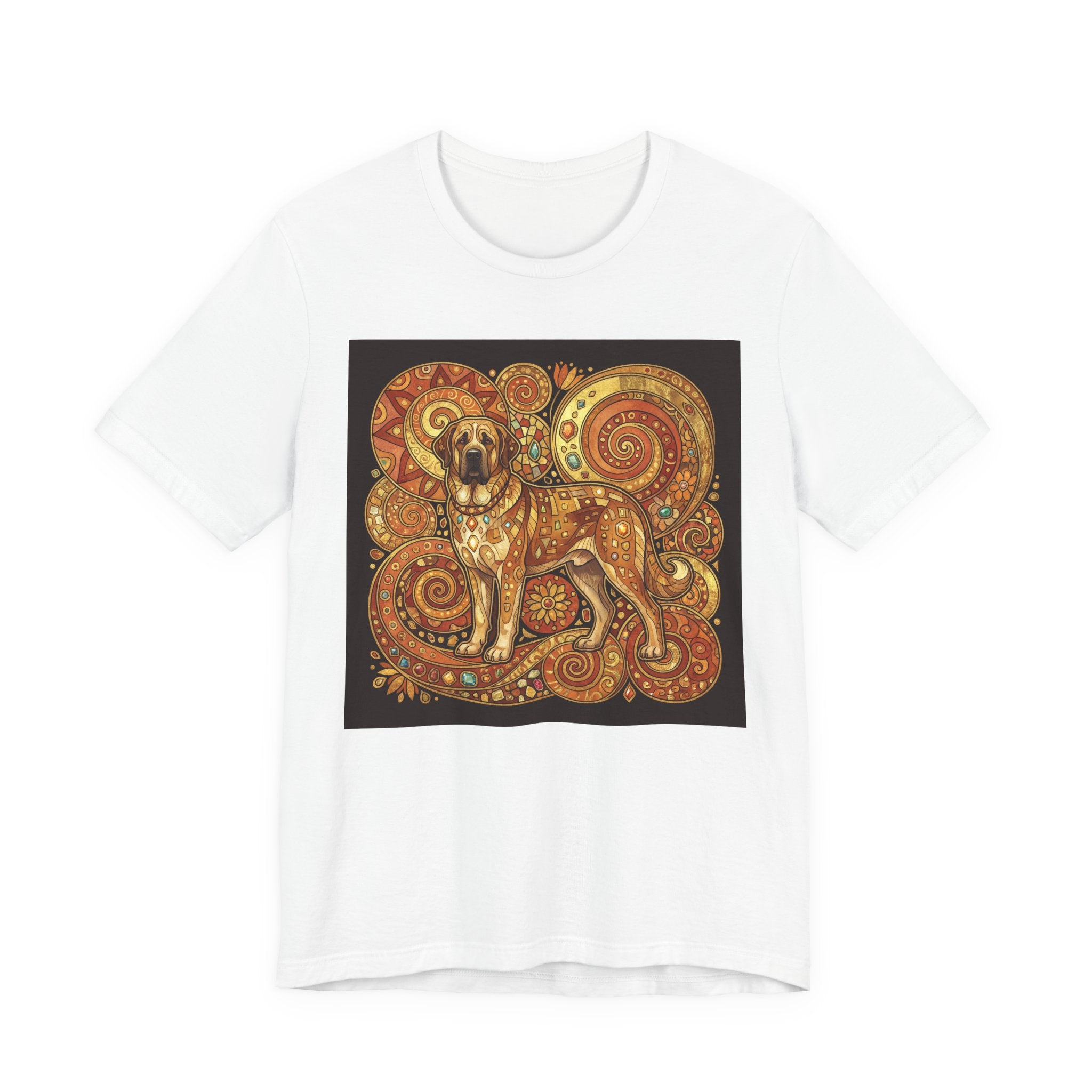 Klimt Style Spanish Mastiff T-Shirt — Gold Spiral Mosaic Art Print