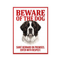 Beware of Saint Bernard Sign – Bold Red Warning Outdoor Vinyl Decal – side view