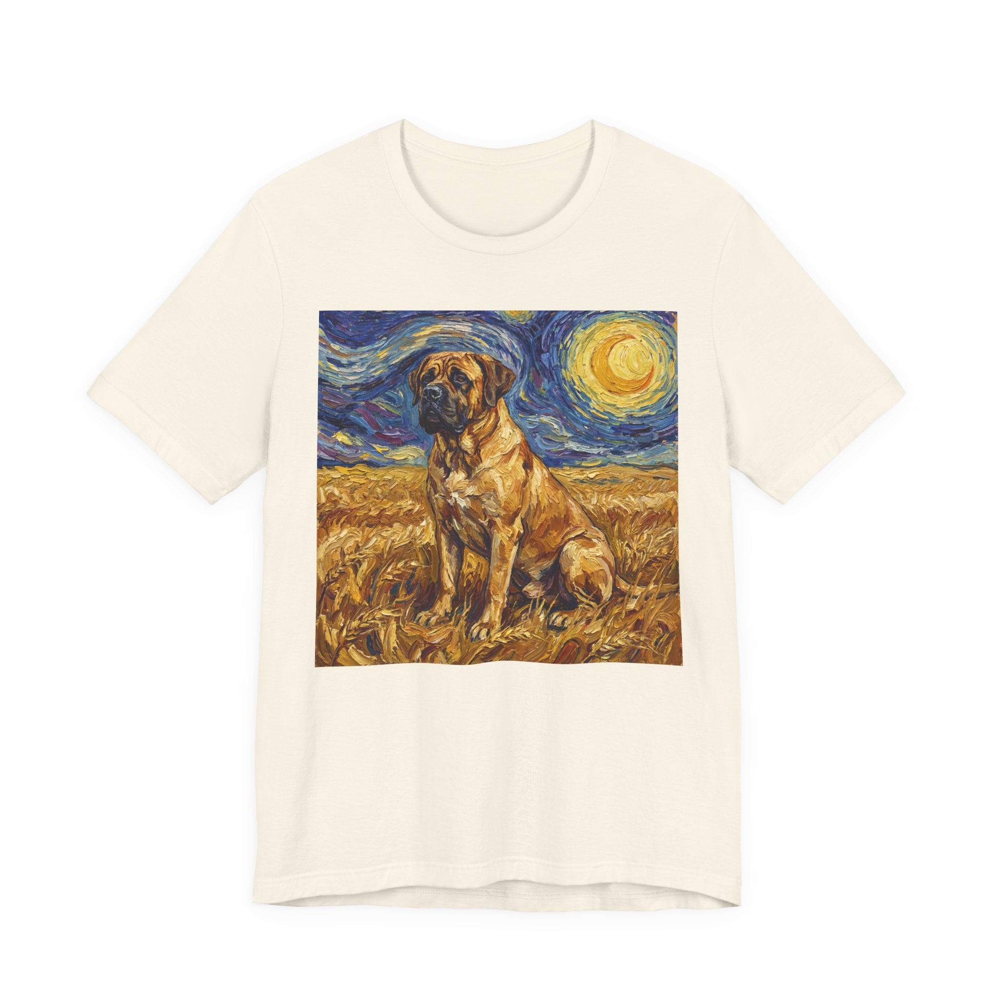 Van Gogh Style Mastiff T-Shirt — Starry Night Wheat Field Art Print