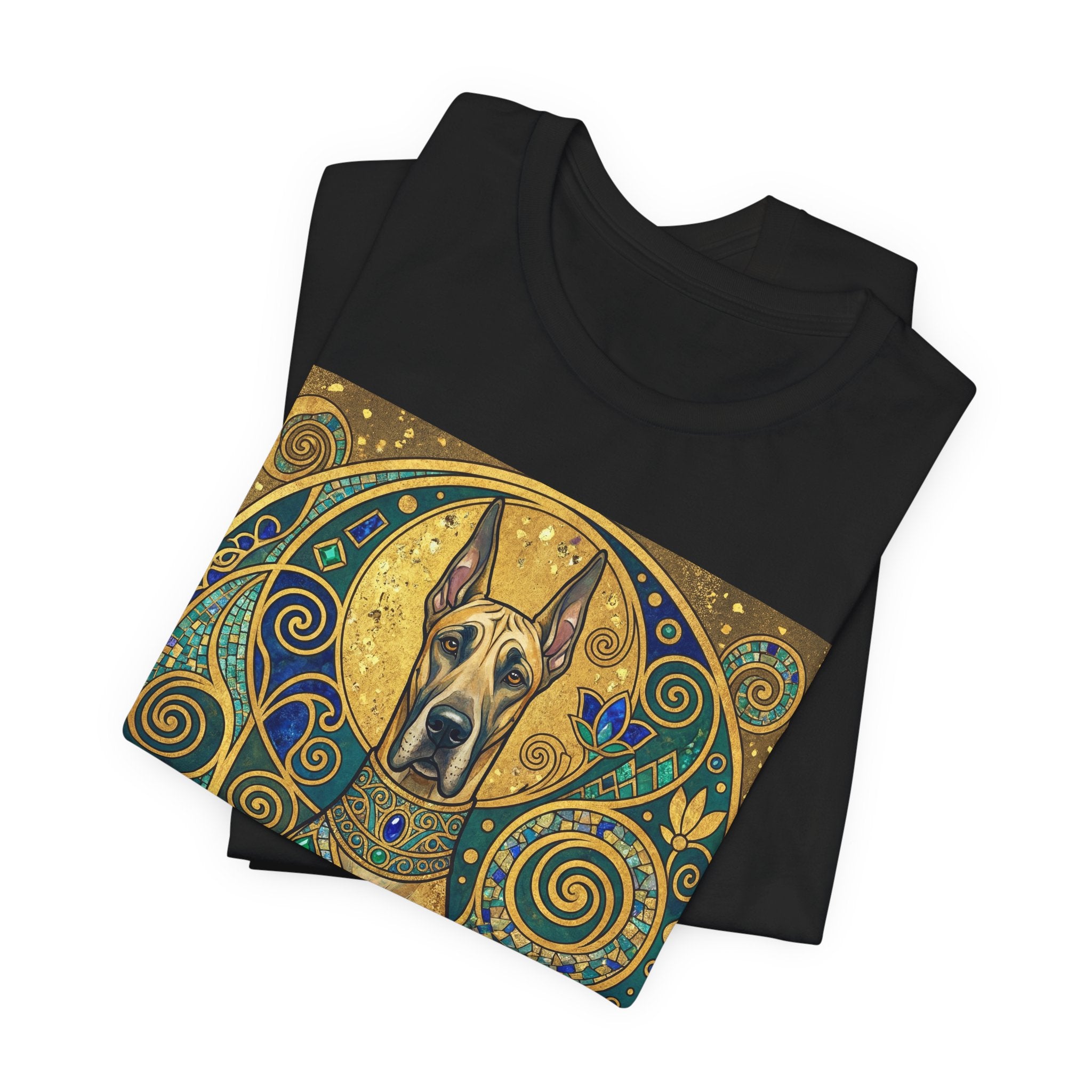 Klimt Style Great Dane T-Shirt — Gold Mosaic Mandala Art Print