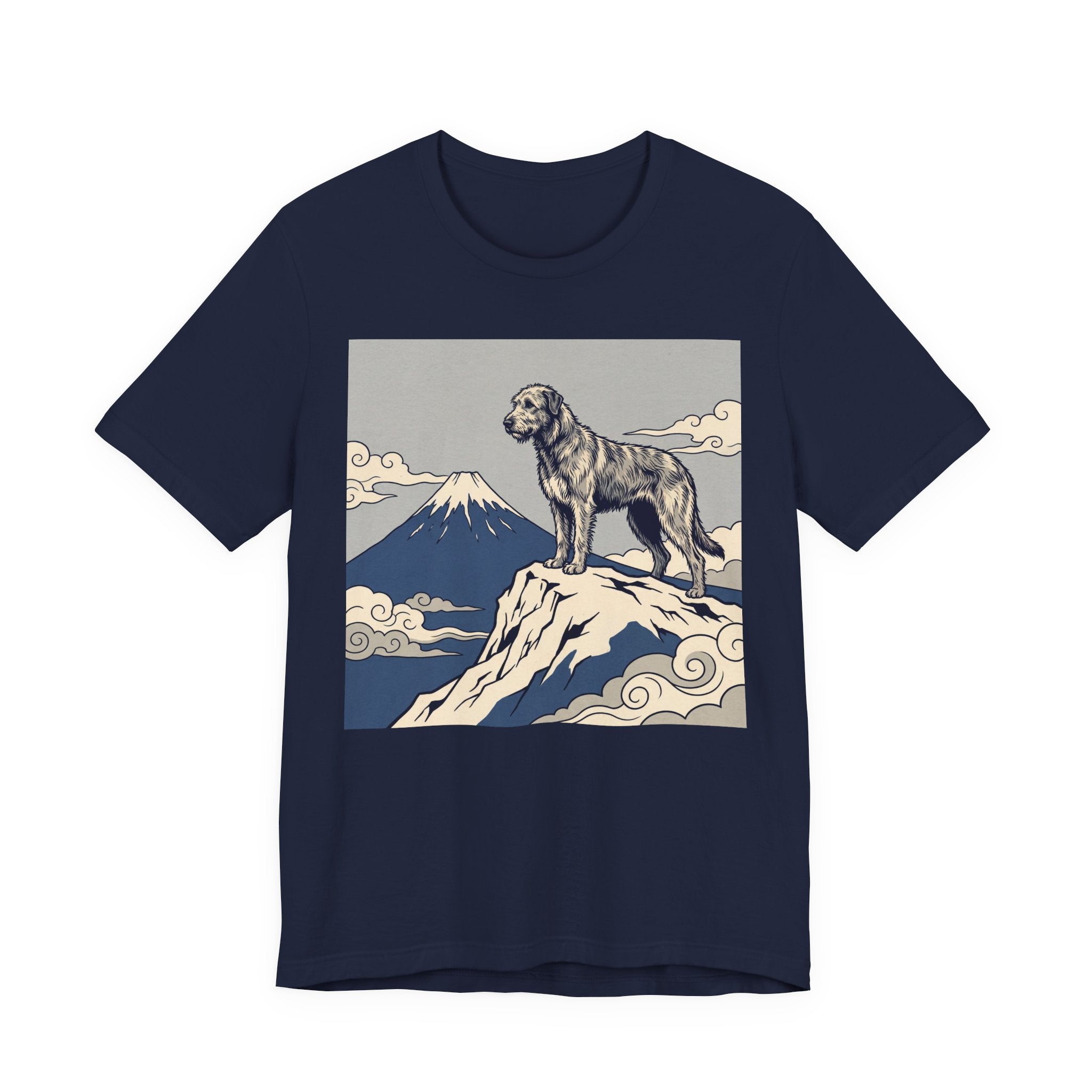 Hokusai Style Irish Wolfhound T-Shirt — Mountain Blue Clouds Art Print