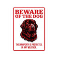 Beware of Newfoundland Sign – Red Portrait Warning Outdoor Vinyl Decal – side view