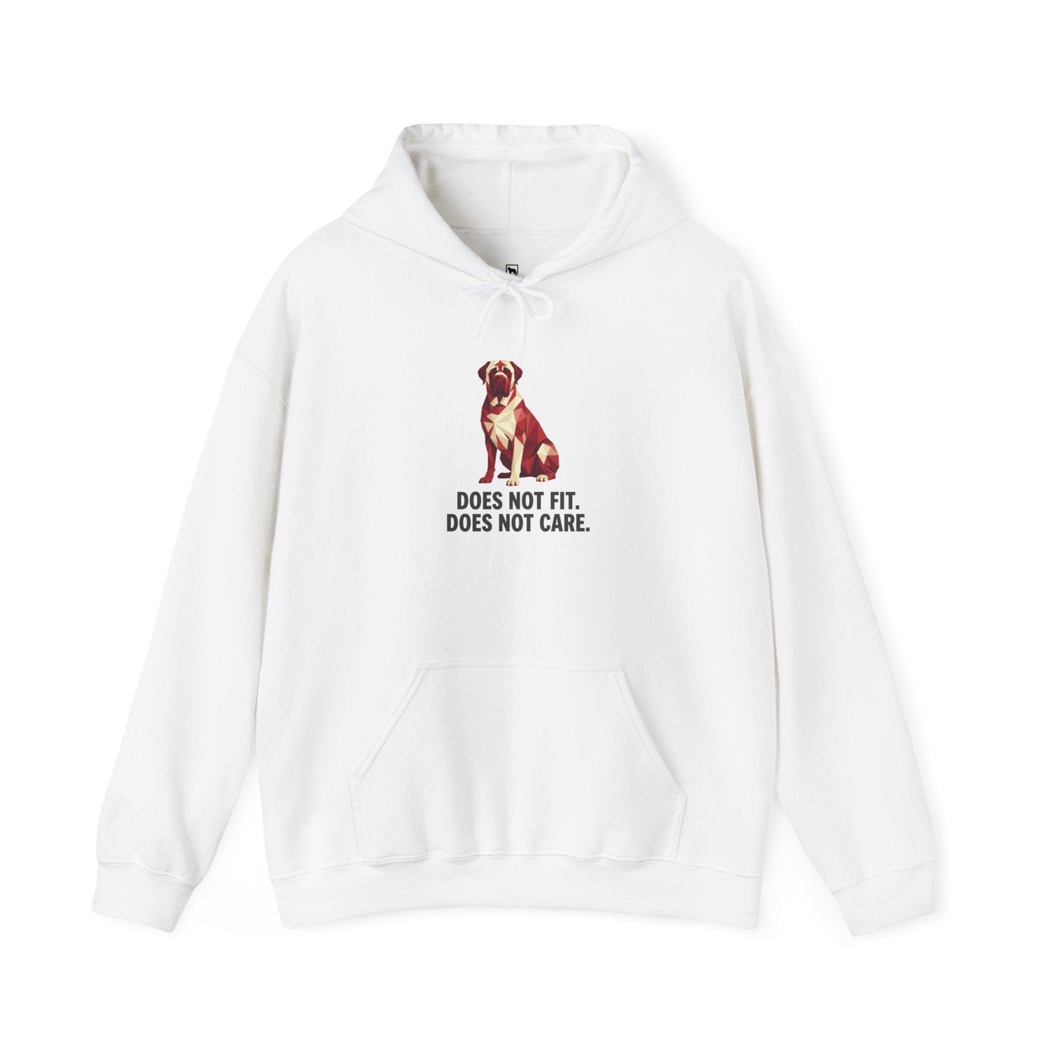 Mastiff Low Poly Hoodie — Crimson & Cream Geometric Art Print