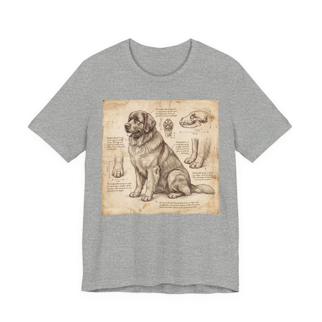 Da Vinci Style Newfoundland T-Shirt — Anatomical Parchment Art Print