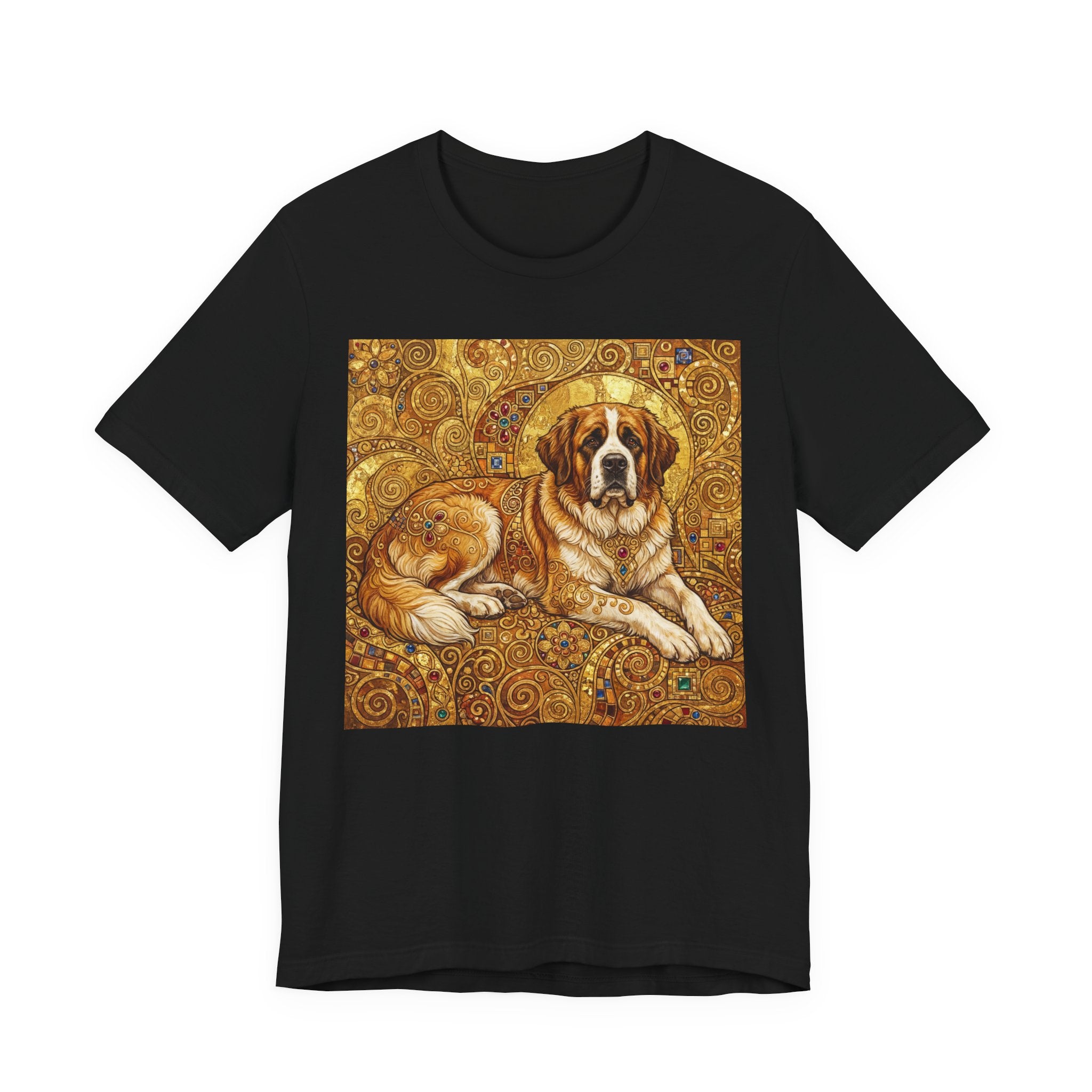 Klimt Style Saint Bernard T-Shirt — Gold Mosaic Art Print
