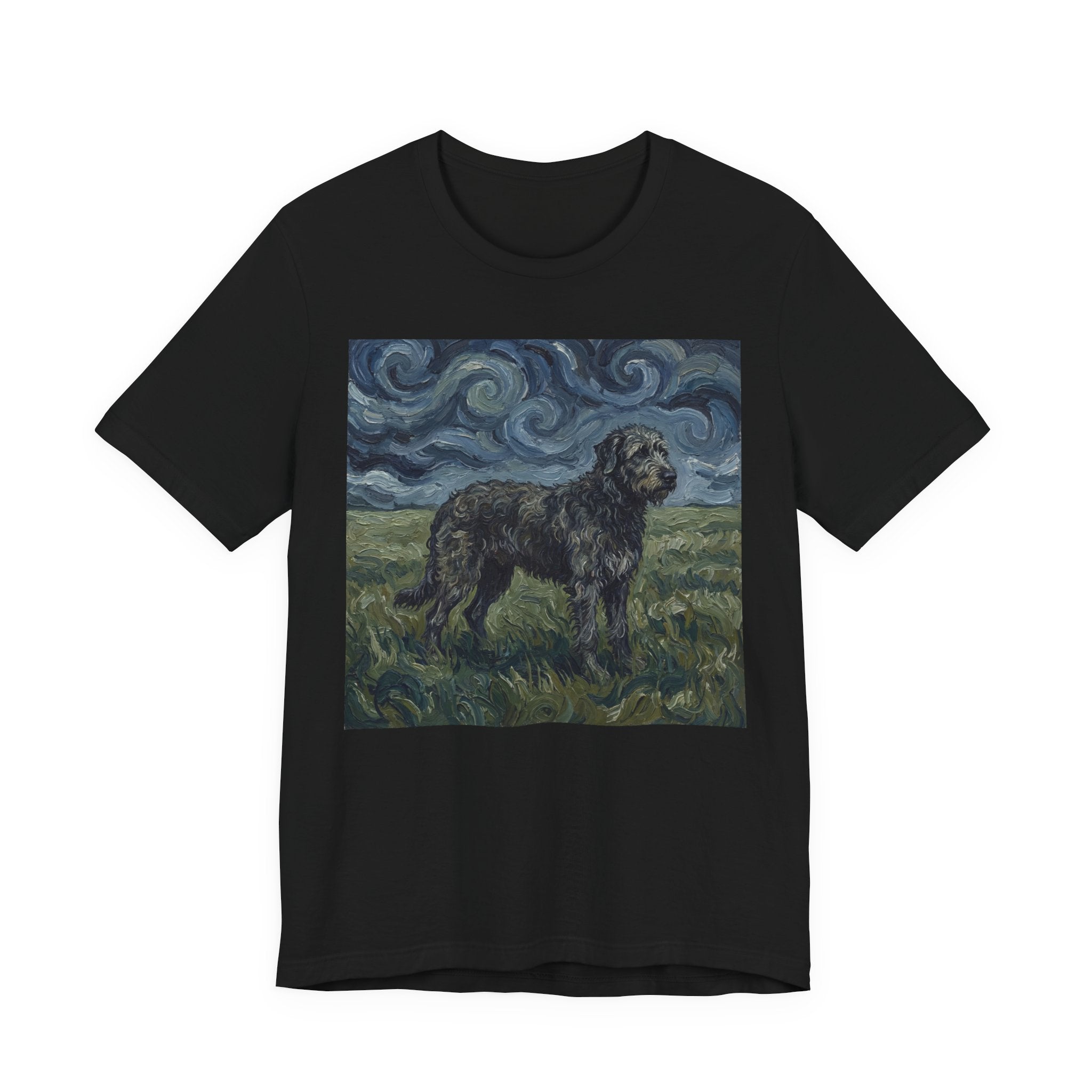 Van Gogh Style Irish Wolfhound T-Shirt — Swirling Storm Field Art Print