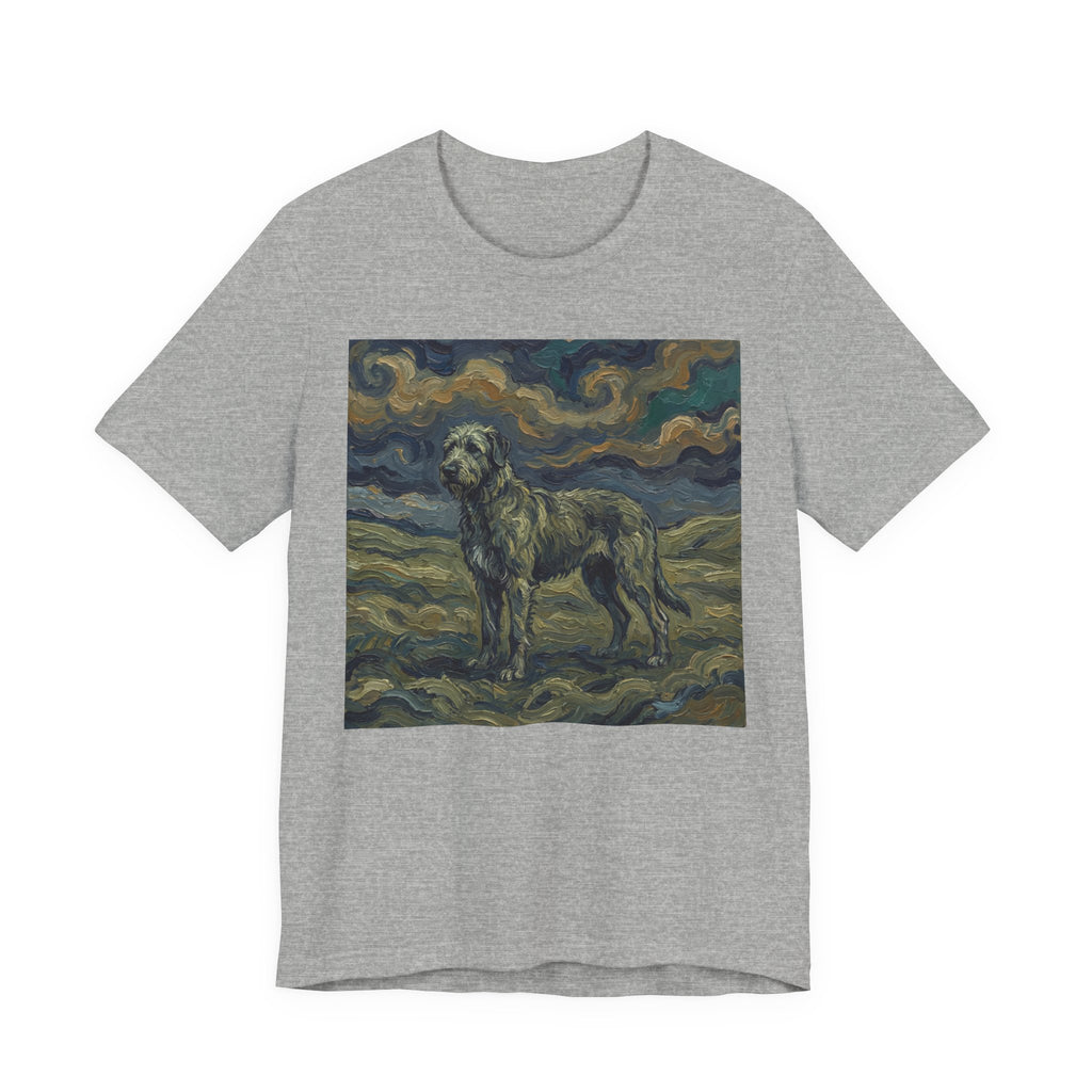Van Gogh Style Irish Wolfhound T-Shirt — Swirling Storm Sky Art Print