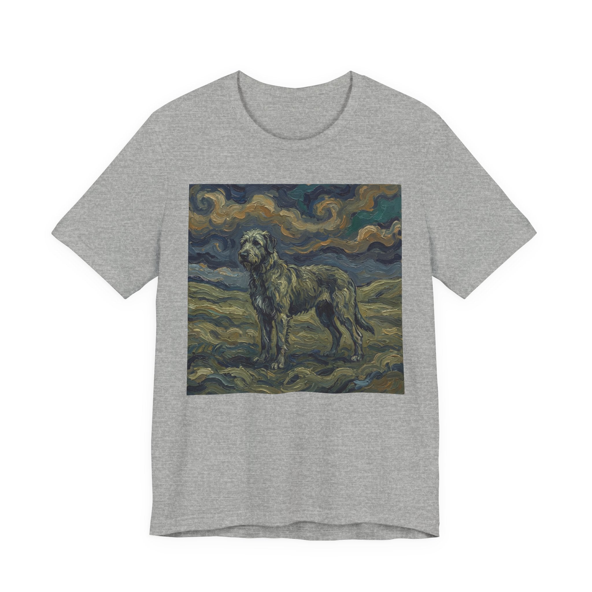 Van Gogh Style Irish Wolfhound T-Shirt — Swirling Storm Sky Art Print