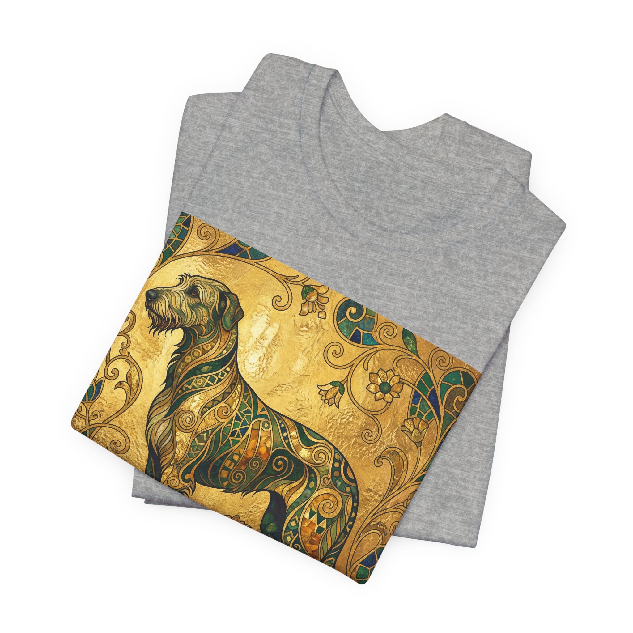 Klimt Style Irish Wolfhound T-Shirt — Gold Mosaic Ornamental Art Print