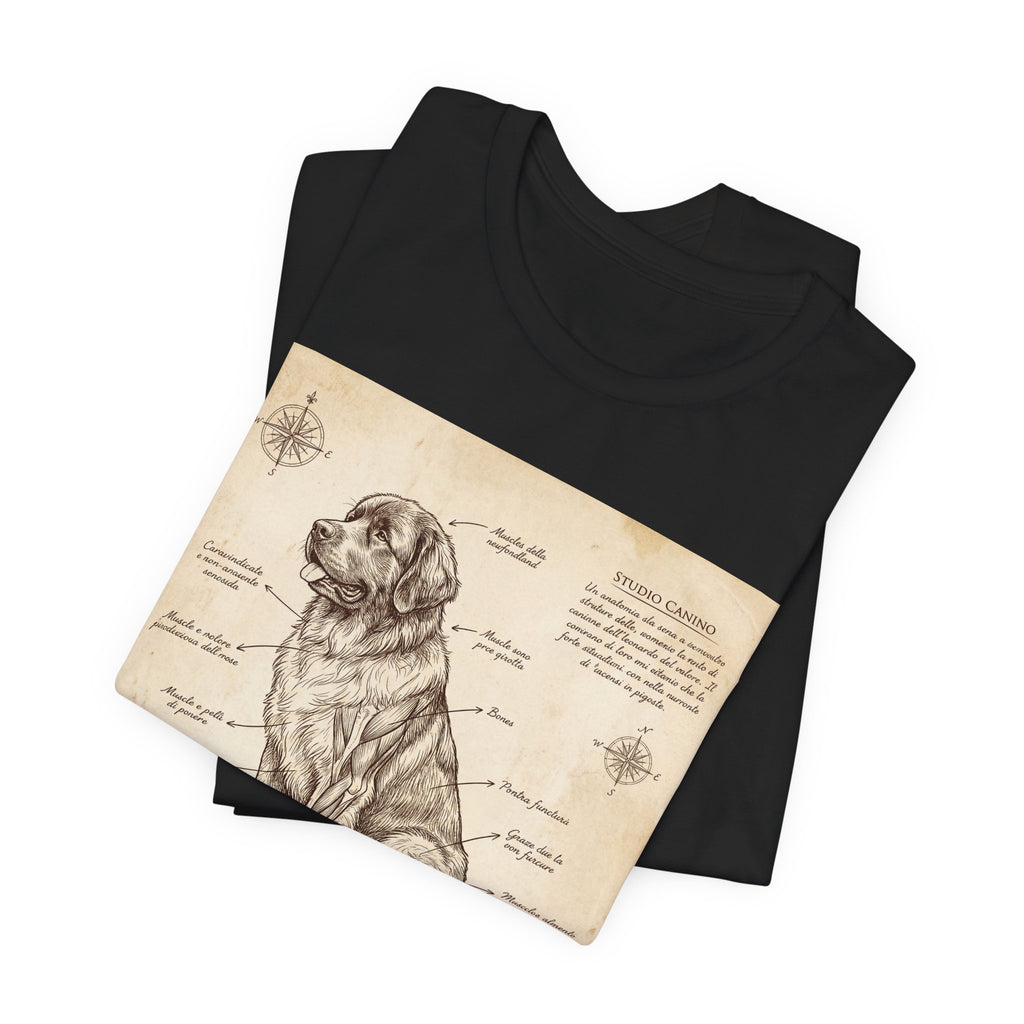 Da Vinci Style Newfoundland T-Shirt — Sepia Anatomical Study Art Print