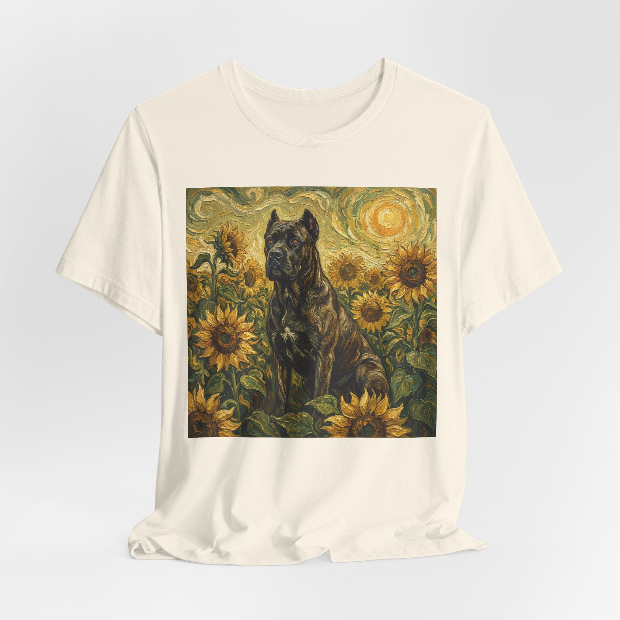 Van Gogh Style Cane Corso T-Shirt — Sunflower Field Art Print